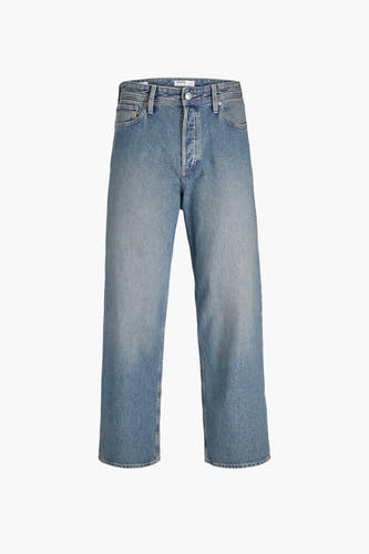 Jean en denim bleu coupe large de JACK & JONES JEANS INTELLIGENCE, avec un délavage vintage et une jambe droite.
