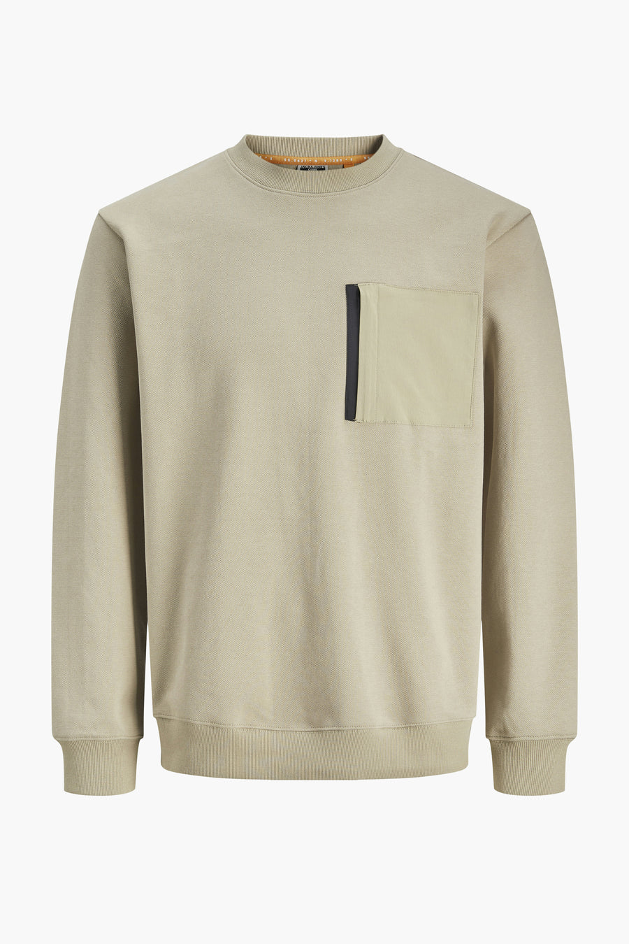 Beige sweater met zak.