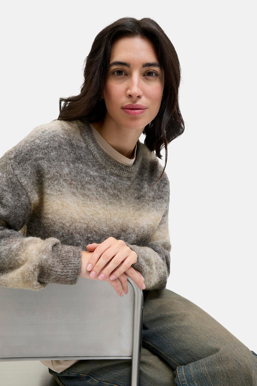 Pull à col rond - beige - JJXX