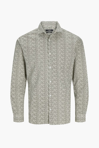 Chemise multicolore à longues manches de PREMIUM by JACK & JONES, avec un fin motif floral et des boutons blancs.