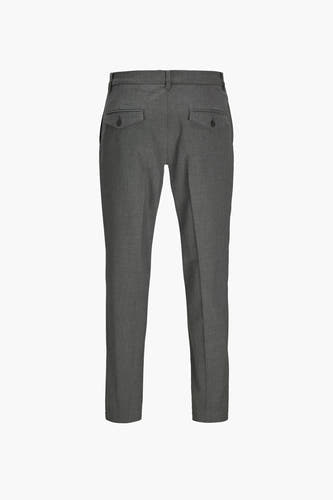 Pantalon de costume gris JACK & JONES JEANS INTELLIGENCE, avec poches passepoilées et une subtile texture.