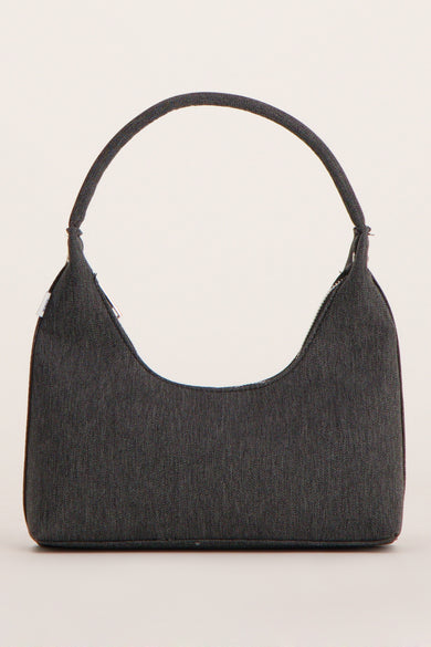 Sac à main en denim gris anthracite JJXX, avec une poignée ronde et des détails argentés.
