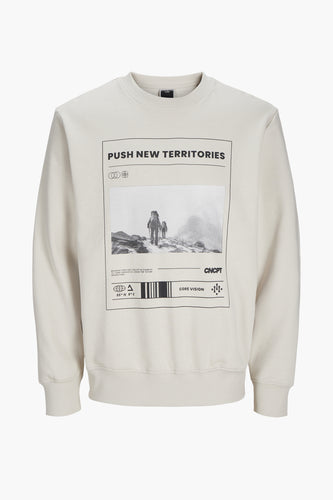 Crèmekleurige sweatshirt met bergbeklimmersprint.