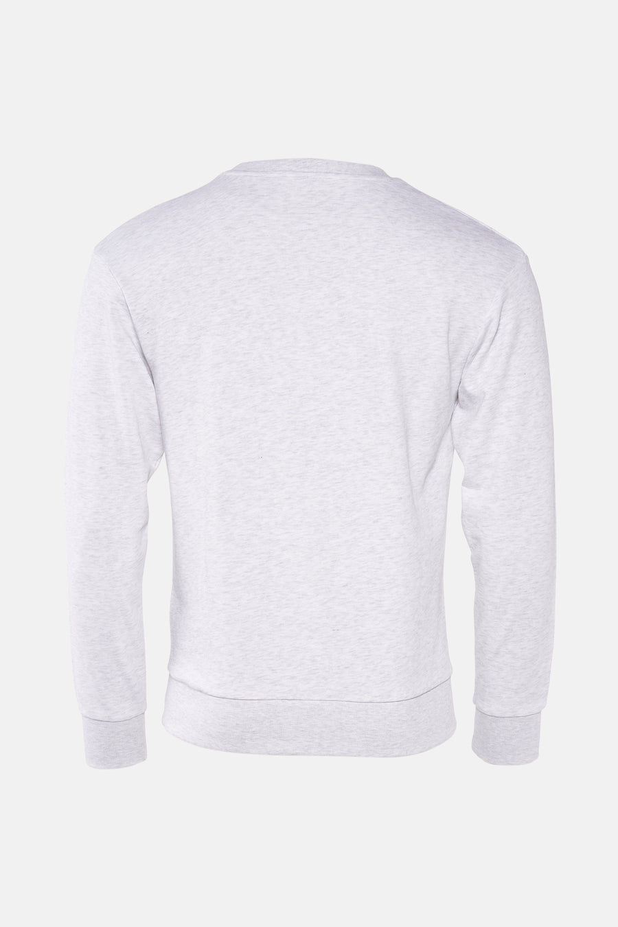 Achterkant van een lichtgrijze sweater.