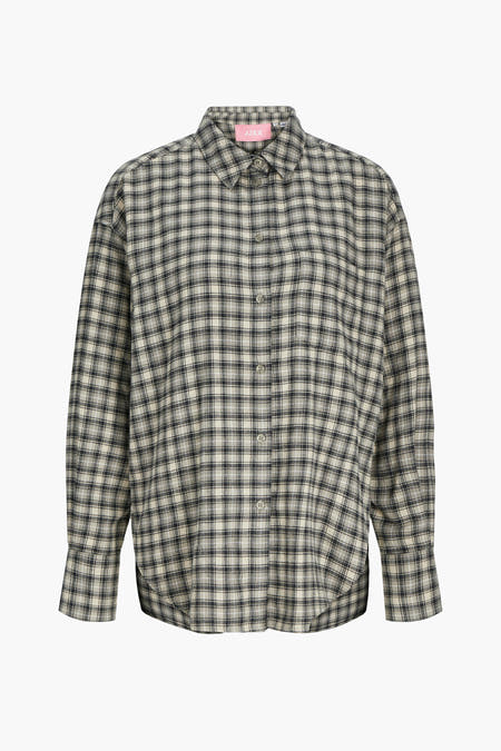Chemise beige à longues manches de JJXX, avec un motif de carreaux et une légère structure de tissu.