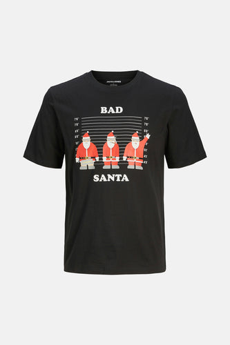 Zwart T-shirt met "Bad Santa" print van Jack & Jones.