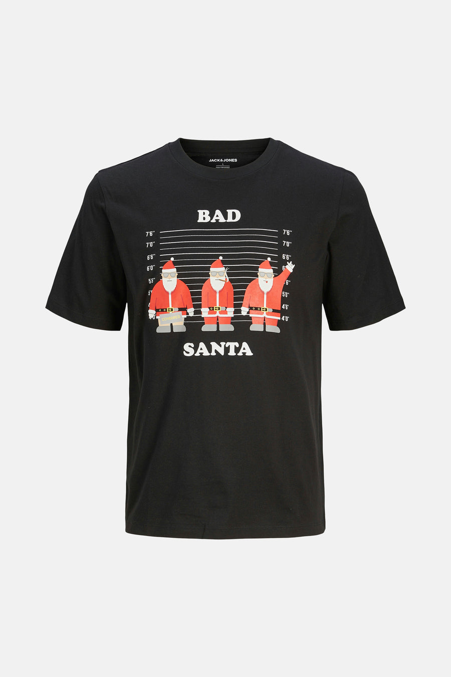 Zwart T-shirt met "Bad Santa" print van Jack & Jones.