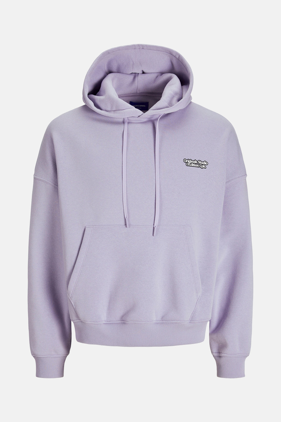 Lila hoodie met capuchon en zak.