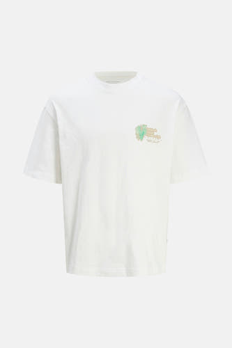 T-shirt blanc à manches courtes d'ORIGINALS BY JACK & JONES, avec une impression verte.