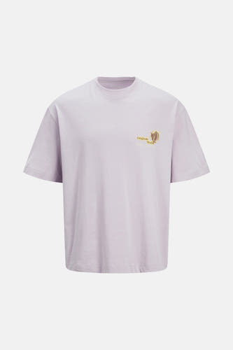 T-shirt bleu marine à manches courtes d'ORIGINALS BY JACK & JONES, avec un petit imprimé graphique sur la poitrine.