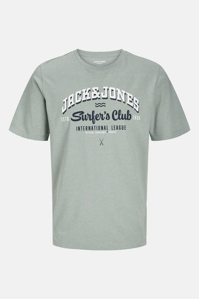 T-shirt vert avec manches courtes de Jack & Jones, avec un imprimé sur l'avant.