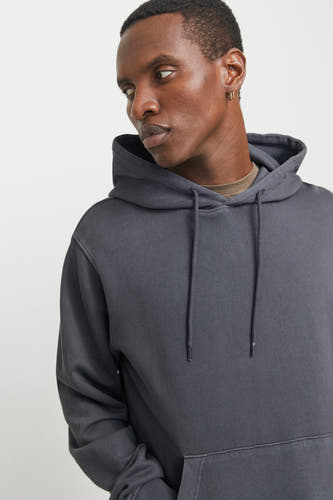 Sweat à capuche gris de CORE BY JACK & JONES avec cordons de serrage, poche kangourou et une texture côtelée fine.