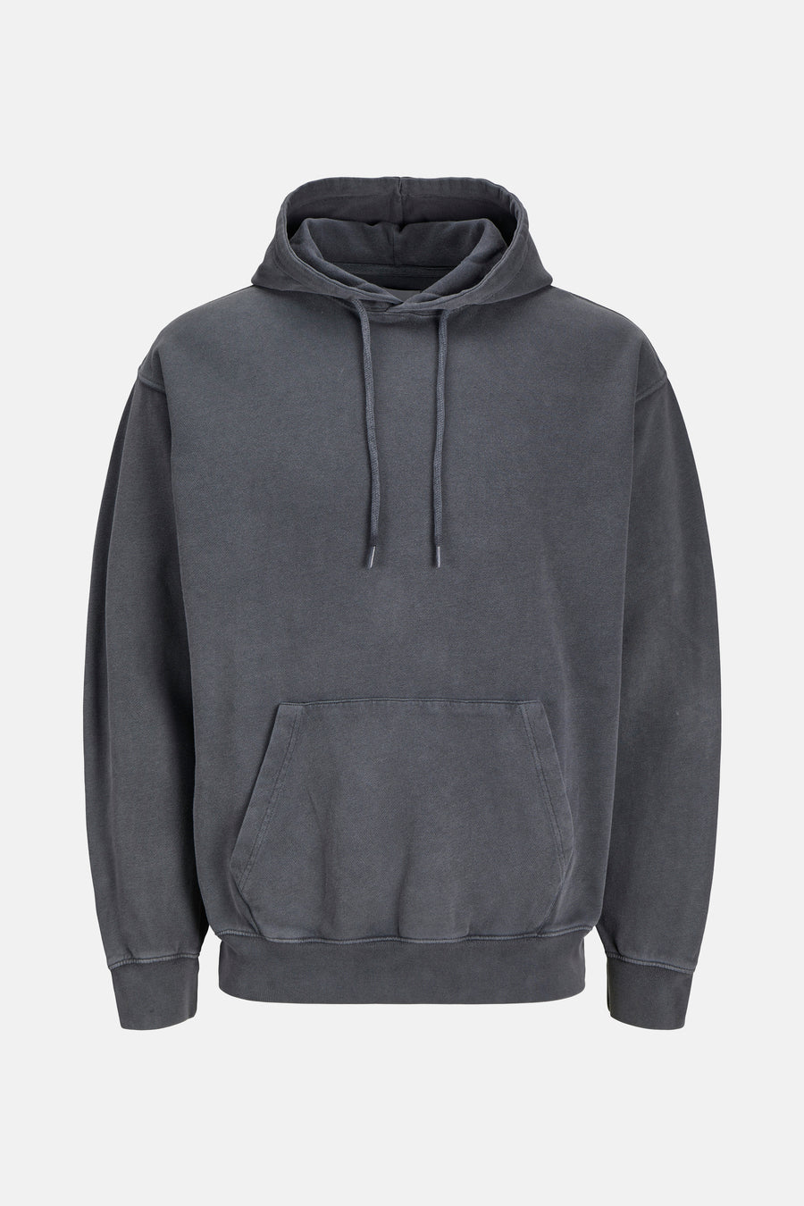 Sweat à capuche gris de CORE BY JACK & JONES, avec cordons de serrage, une poche kangourou et un aspect délavé.