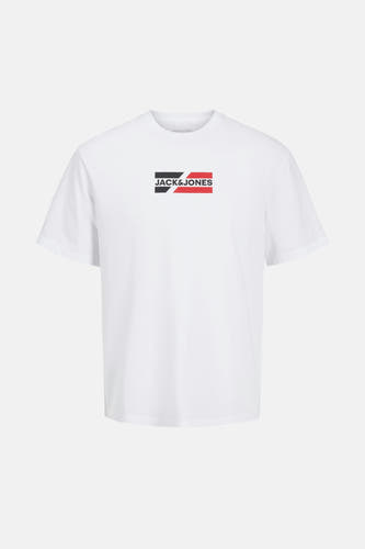 T-shirt blanc à manches courtes de CORE par JACK & JONES, avec un petit logo sur la poitrine.