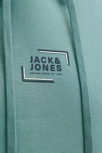 Sweat-shirt bleu avec capuche de CORE BY JACK & JONES, avec des cordons et une impression de logo.