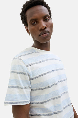 T-shirt bleu à manches courtes de PREMIUM BLUE par JACK & JONES, avec un motif rayé.