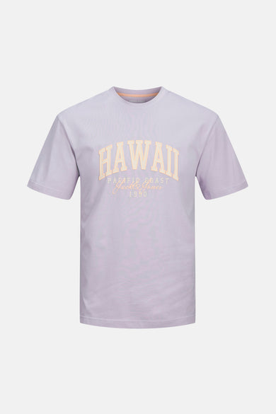 T-shirt bleu marine à manches courtes d'ORIGINALS par JACK & JONES, avec un imprimé "Hawaii".