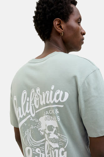 T-shirt vert avec manches courtes d'ORIGINALS BY JACK & JONES, imprimé de Californie, un golf et un crâne.