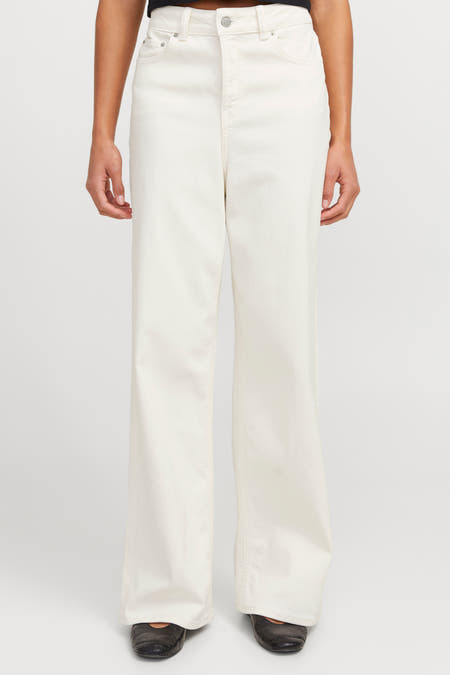 Denim off-white large zip jeans de JJXX, vué de l'arrière avec des poches.