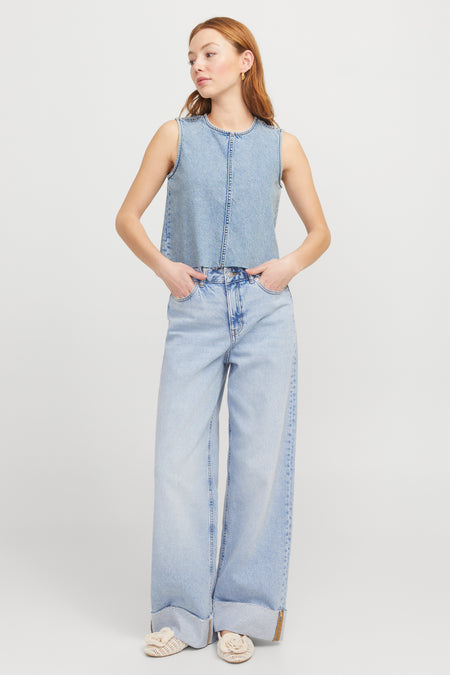 JXMAGGIE CUT OFF DENIM TOP DNM