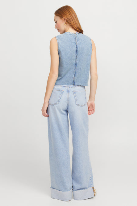 JXMAGGIE CUT OFF DENIM TOP DNM