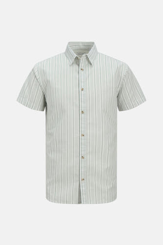 Chemise à rayures vertes avec manches courtes de PREMIUM BLUE par JACK & JONES, avec col boutonné.