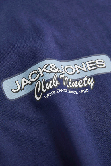 Blauw T-shirt met korte mouwen van ORIGINALS BY JACK & JONES, met een logo-opdruk in vintage-stijl.