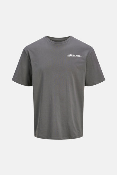 T-shirt gris à manches courtes d'ORIGINALS par JACK & JONES, avec un petit logo sur la poitrine.