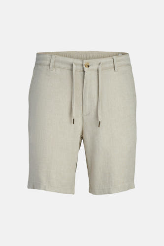Short beige de JACK & JONES JEANS INTELLIGENCE avec motif à chevrons, cordon de serrage et fermeture à boutons.