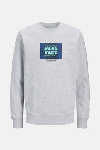 Gilet gris de CORE par JACK & JONES avec une imprimé rectangulaire sur la poitrine.