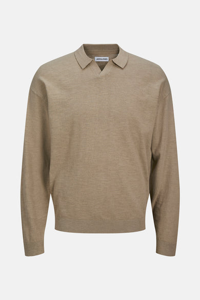JJCOLIN SLUB KNIT POLO LS