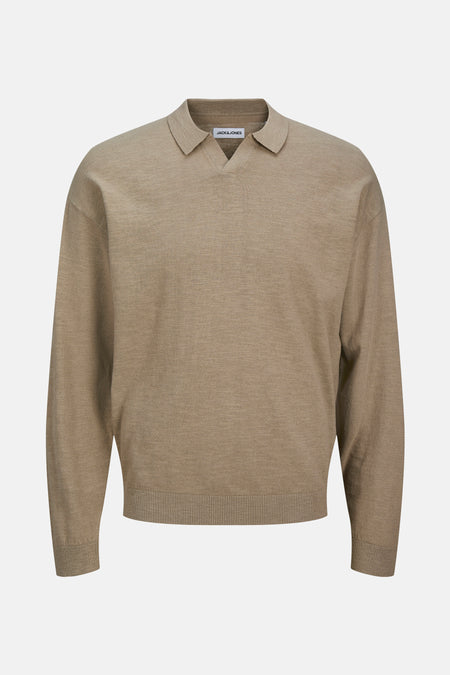 JJCOLIN SLUB KNIT POLO LS
