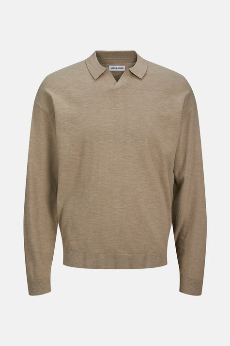 JJCOLIN SLUB KNIT POLO LS