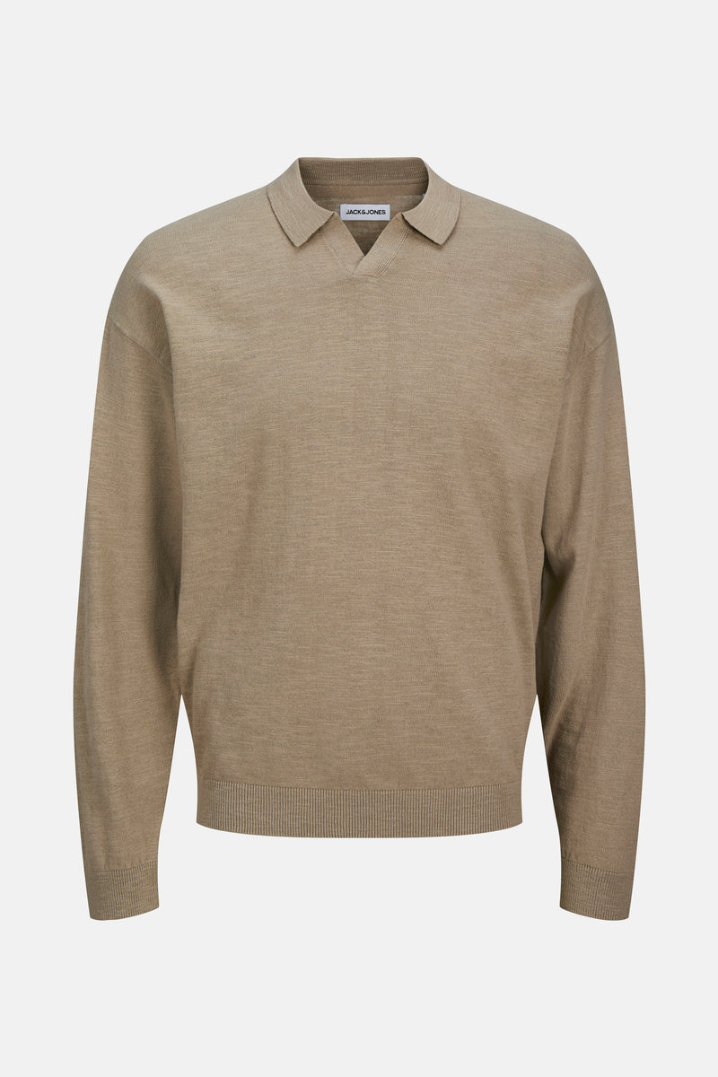 JJCOLIN SLUB KNIT POLO LS