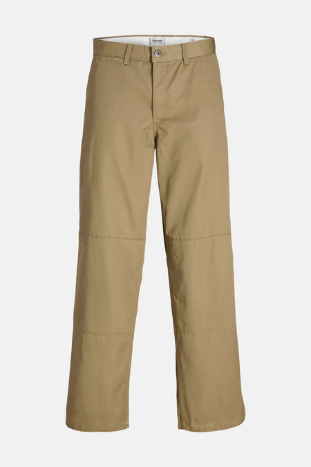 Pantalon beige de JACK & JONES JEANS INTELLIGENCE, avec des poches de genoux et une coupe droite.