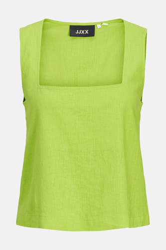 Blouse sans manches verte de JJXX, avec une ligne d'encolure carrée et une fine structure de tissu.