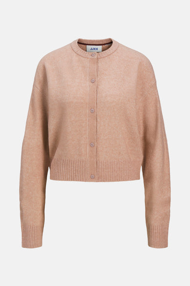 Gilet rose de JJXX avec fermeture à boutons et bordures côtelées.
