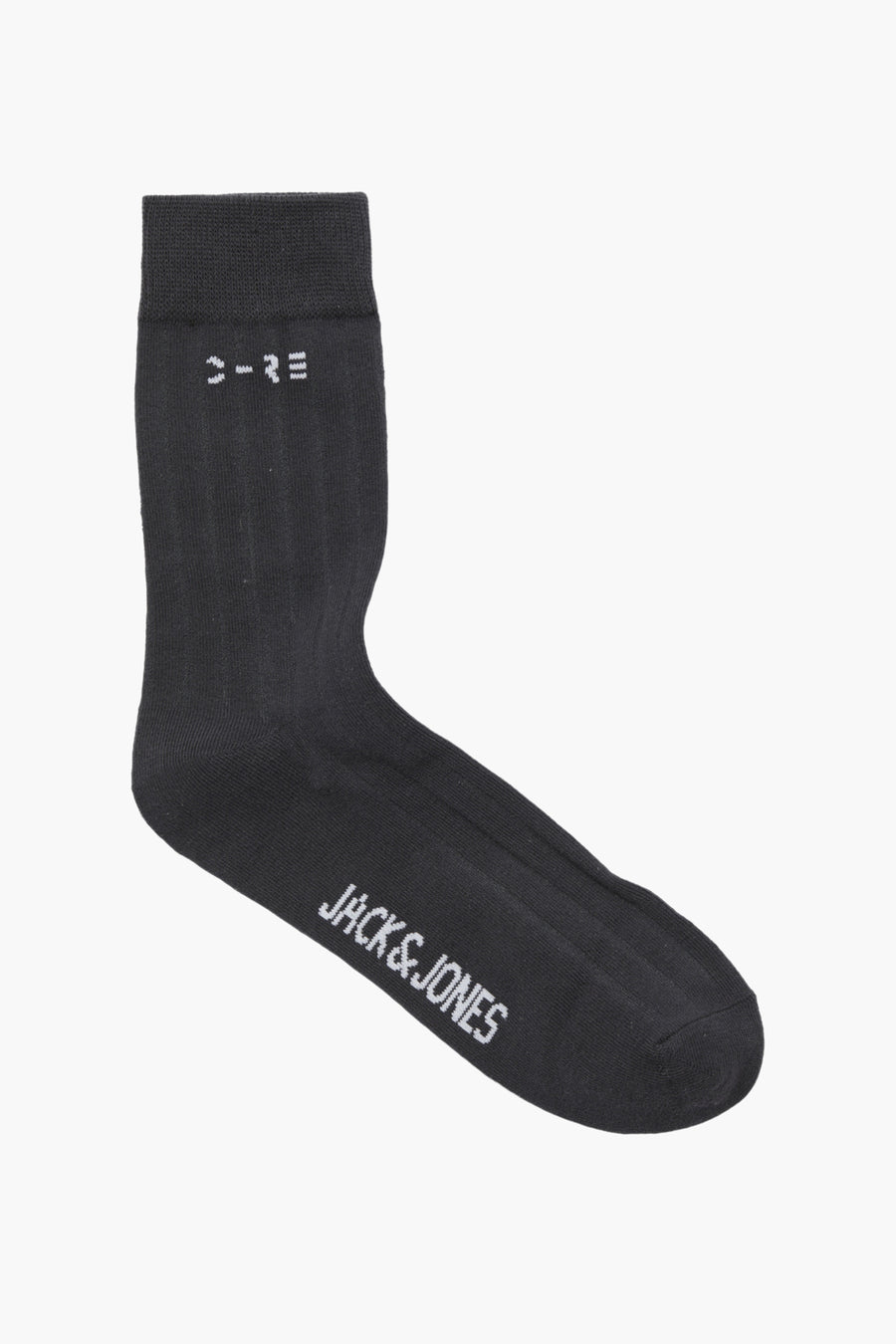 Chaussettes grises de ACCESSORIES BY JACK & JONES, avec des côtes et le nom de la marque sur le pied.