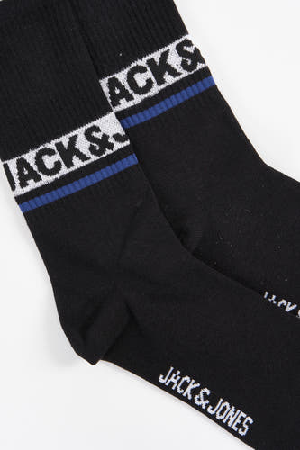 Zwarte sokken van ACCESSORIES BY JACK & JONES, met gestreepte details en logo.