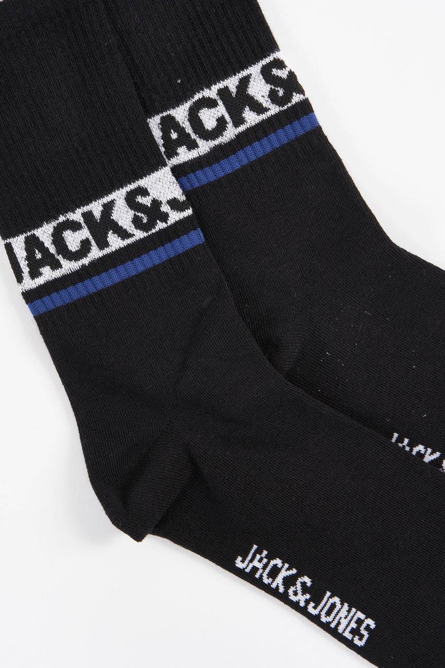 Zwarte sokken van ACCESSORIES BY JACK & JONES, met gestreepte details en logo.