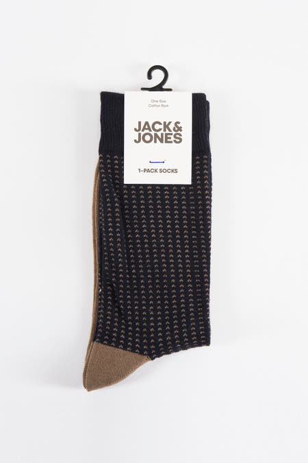 Chaussettes noires d'ACCESSORIES BY JACK & JONES, avec un petit motif marron.