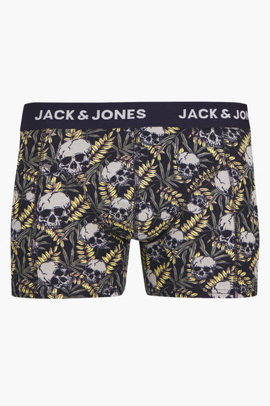 Boxershort multicolore d'ACCESSORIES BY JACK & JONES avec des têtes de mort et des feuilles.