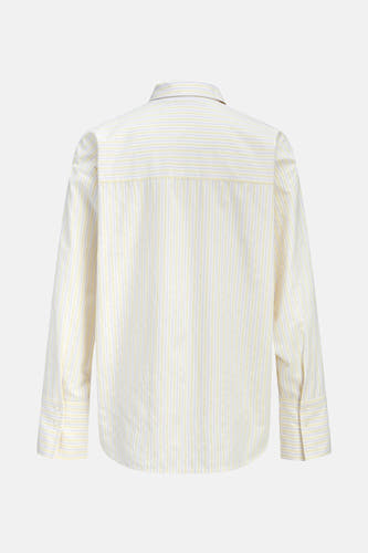 Chemise rayée jaune (manches longues) de JJXX, avec une impression sur le dos montrant des manches longues et un col boutonné.