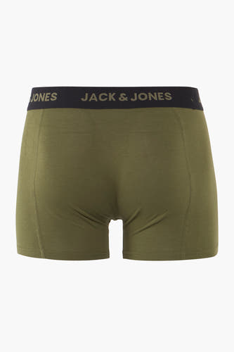 Groene boxershort van Jack & Jones, effen stof met elastische tailleband met logo.
