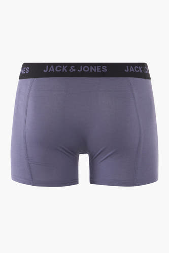 Blauwe boxershort van ACCESSORIES BY JACK & JONES, effen kleur met een zwarte elastische tailleband.