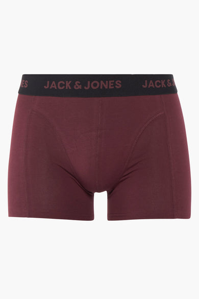 Shorts de boxeur rouge d'ACCESSORIES BY JACK & JONES, avec une ceinture élastique noire à logo.
