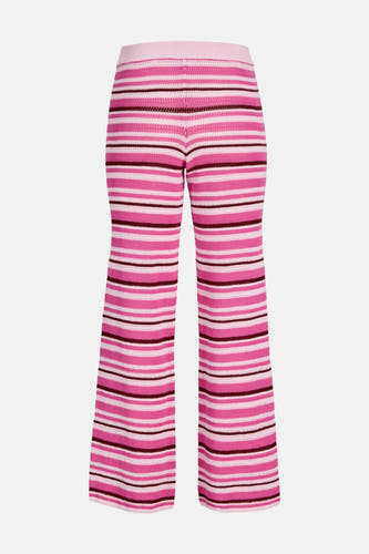 Pantalon rose tricoté à rayures de JJXX avec jambes évasées et rayures bordeaux.