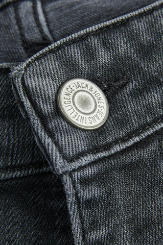 Slim jeans van donkergrijs denim van JACK & JONES JEANS INTELLIGENCE, met een merkknop en subtiele stiksels.