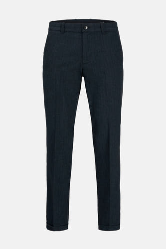 Jean chino bleu de JACK & JONES JEANS INTELLIGENCE, avec un motif vison subtil et des revers de pantalon.