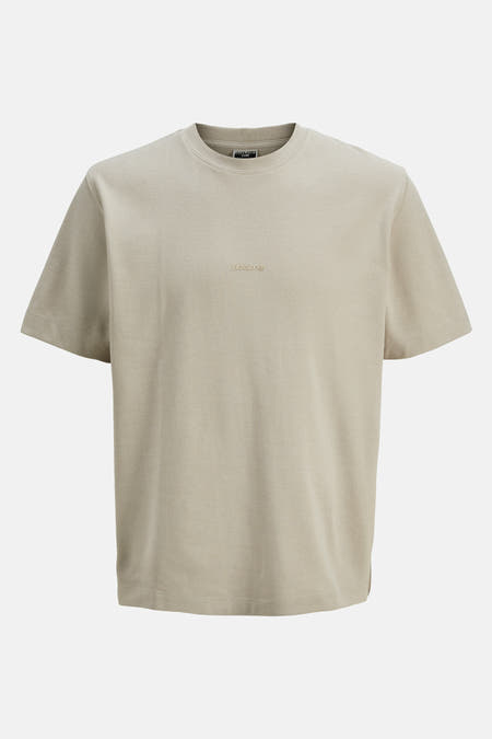 T-shirt beige à manches courtes de CORE par JACK & JONES, avec un logo subtil et une texture douce.